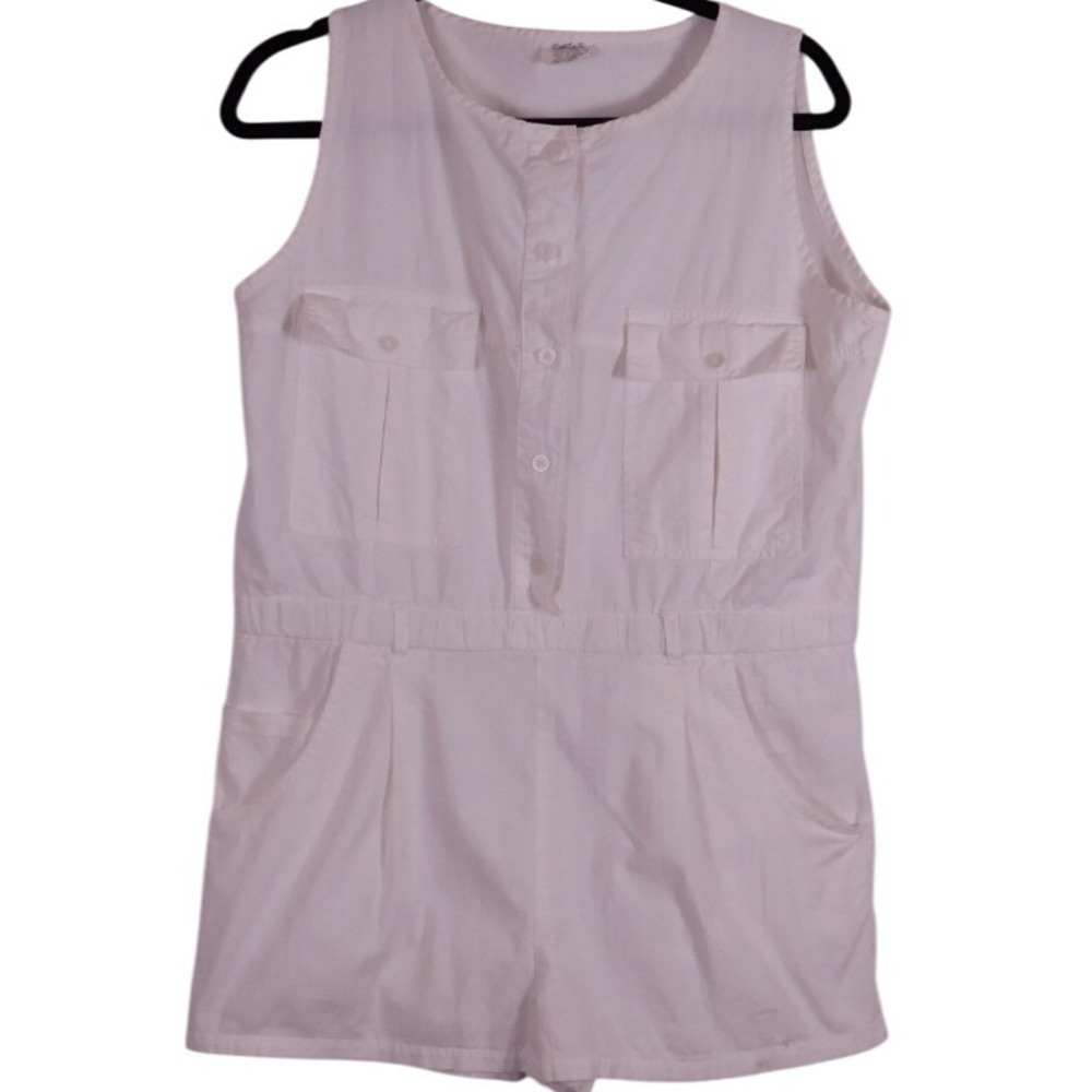 Vintage Romper White Sleeveless Retro 1 Piece Shorts Sleeveless 100% Cotton A196